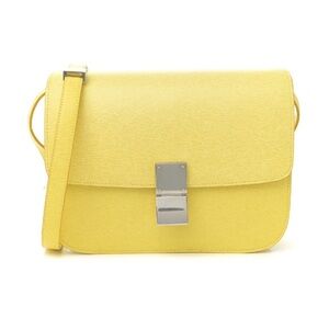 Celine Liege Calfskin Medium Classic Box Flap Bag Fluo Yellow